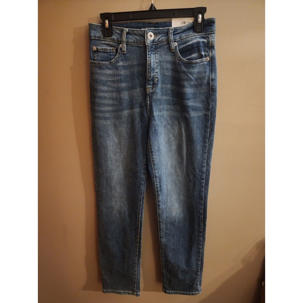 INC Demin International Concepts High Rise Straight Jeans Medium Wash Size 4 NEW